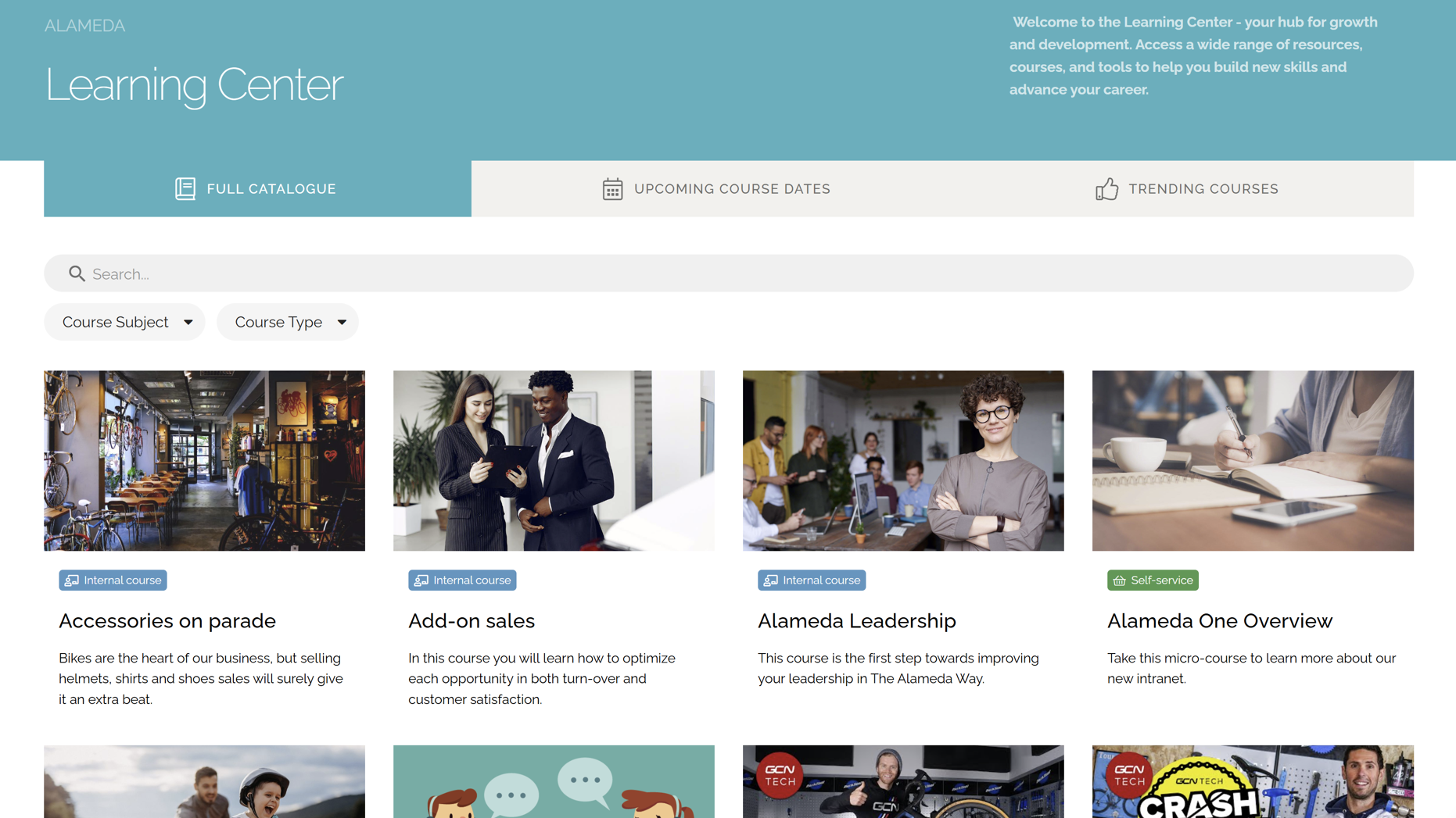 Cloud based intranet learning center example with courses, skills development, and onboarding resources. Cloud based intranet learning center example with courses, skills development, and onboarding resources.