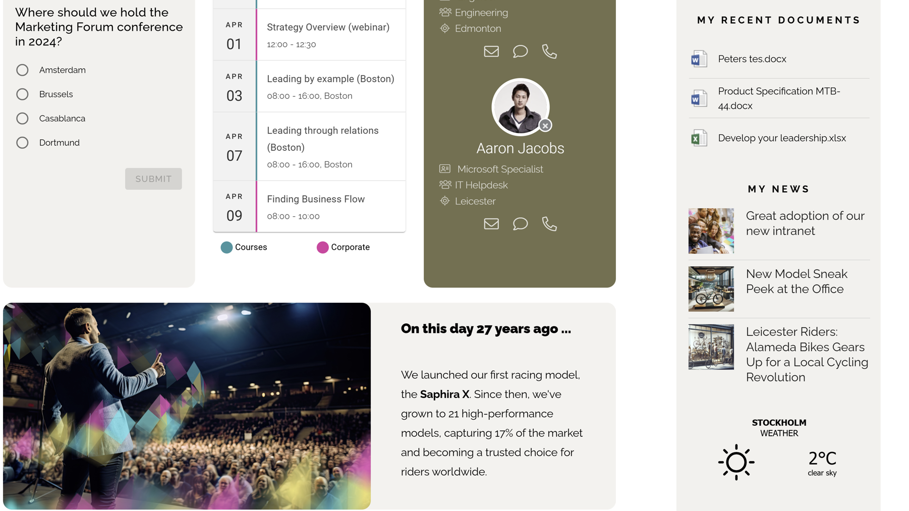 Intranet content ideas example showing a calendar-based post highlighting an anniversary. Intranet content ideas example showing a calendar-based post highlighting an anniversary.