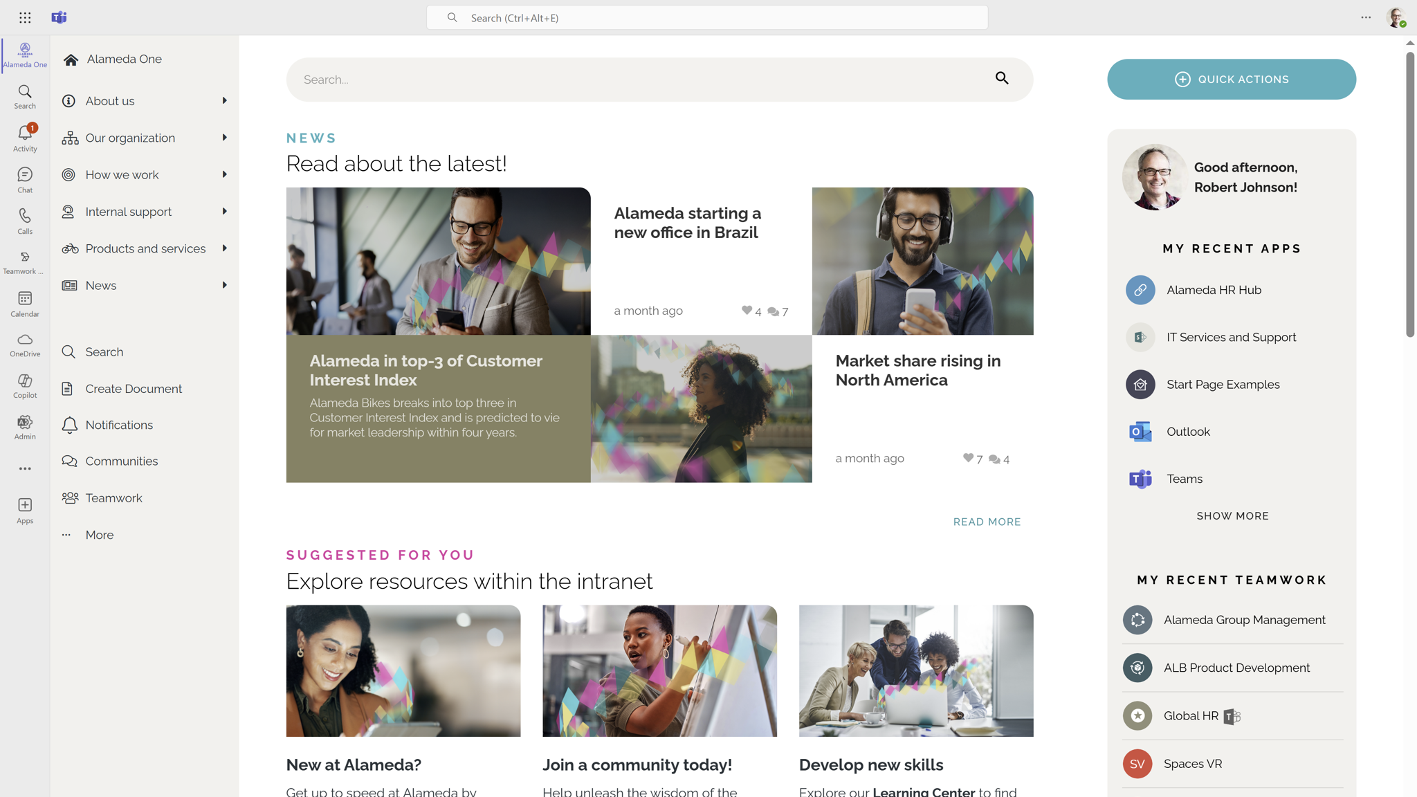 Intranet Design Example: Omnia intranet fully integrated and accessible inside Microsoft Teams workspace. Intranet Design Example: Omnia intranet fully integrated and accessible inside Microsoft Teams workspace.