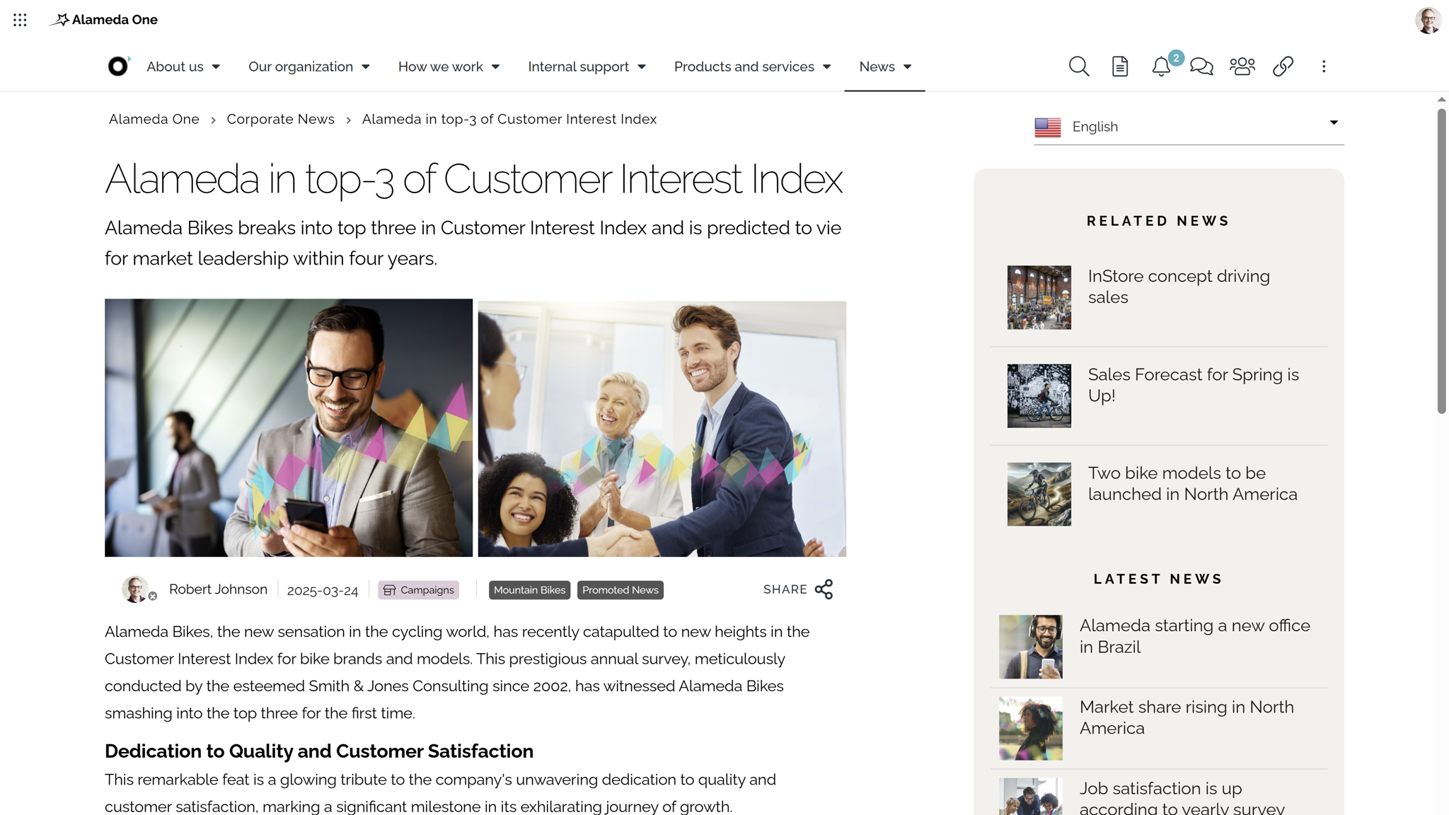 Example of a news article in an Omnia and SharePoint Intranet Example of a news article in an Omnia and SharePoint Intranet