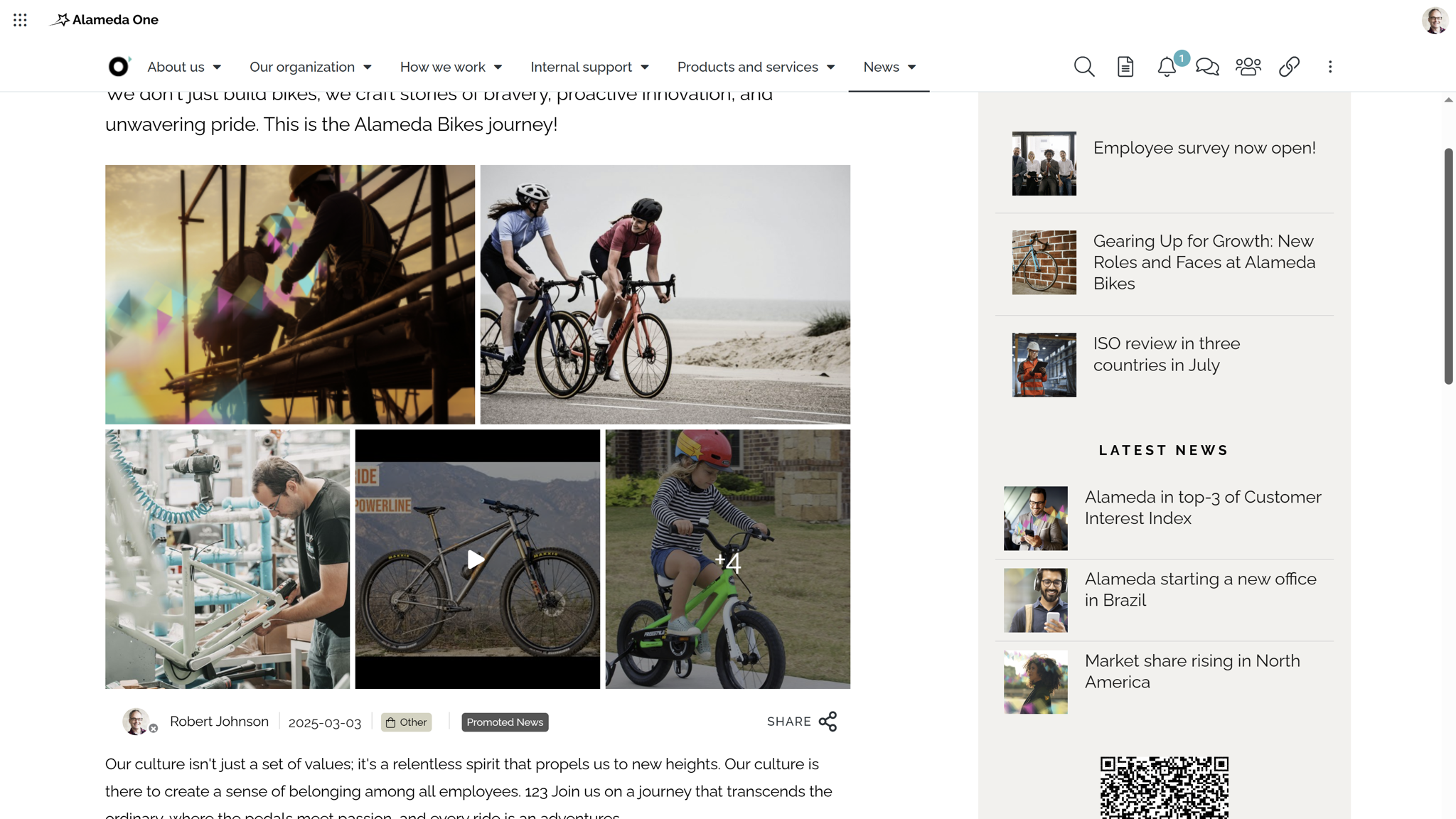 Internal communication intranet displaying rich media content such as videos and images to boost engagement. Internal communication intranet displaying rich media content such as videos and images to boost engagement.