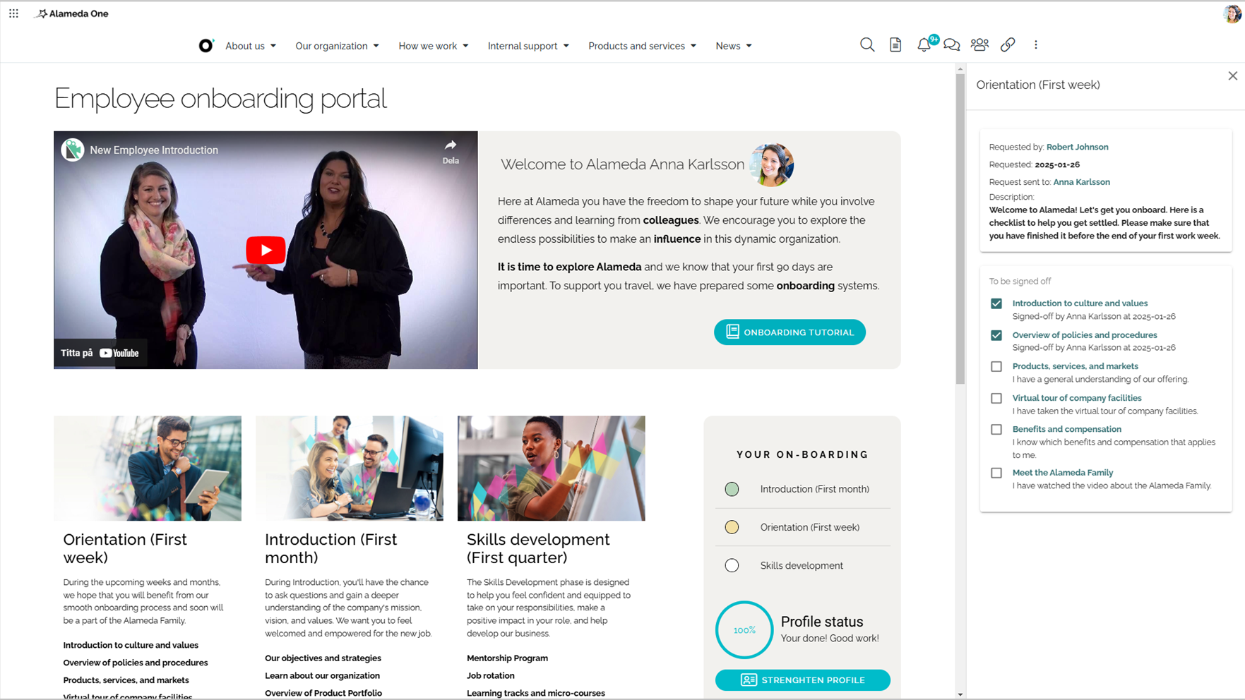 Intranet UX Example: Task list with sign-off functionality supports onboarding and workflow consistency. Intranet UX Example: Task list with sign-off functionality supports onboarding and workflow consistency.