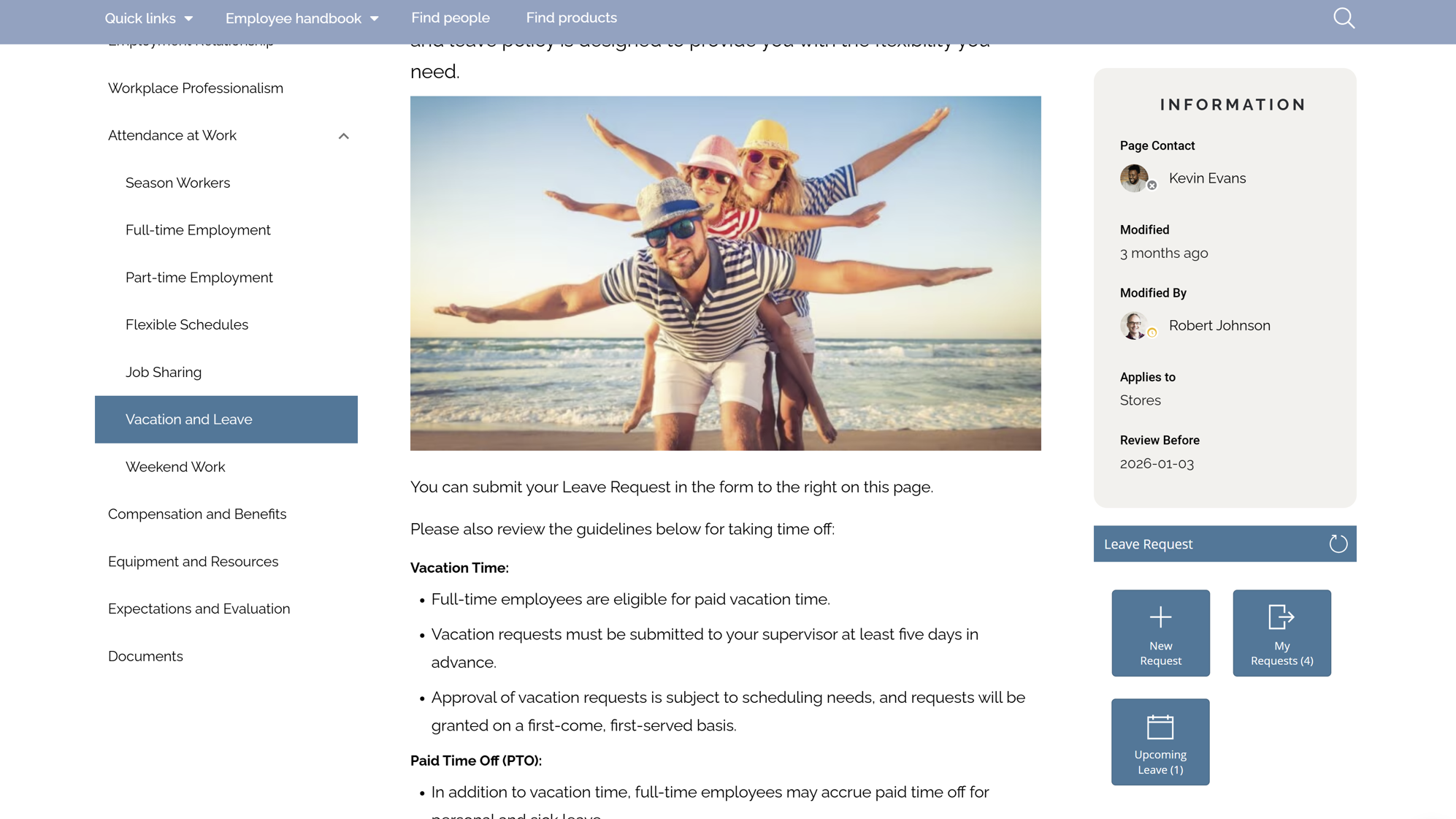 HR intranet site with centralized access to services like leave and benefits HR intranet site with centralized access to services like leave and benefits