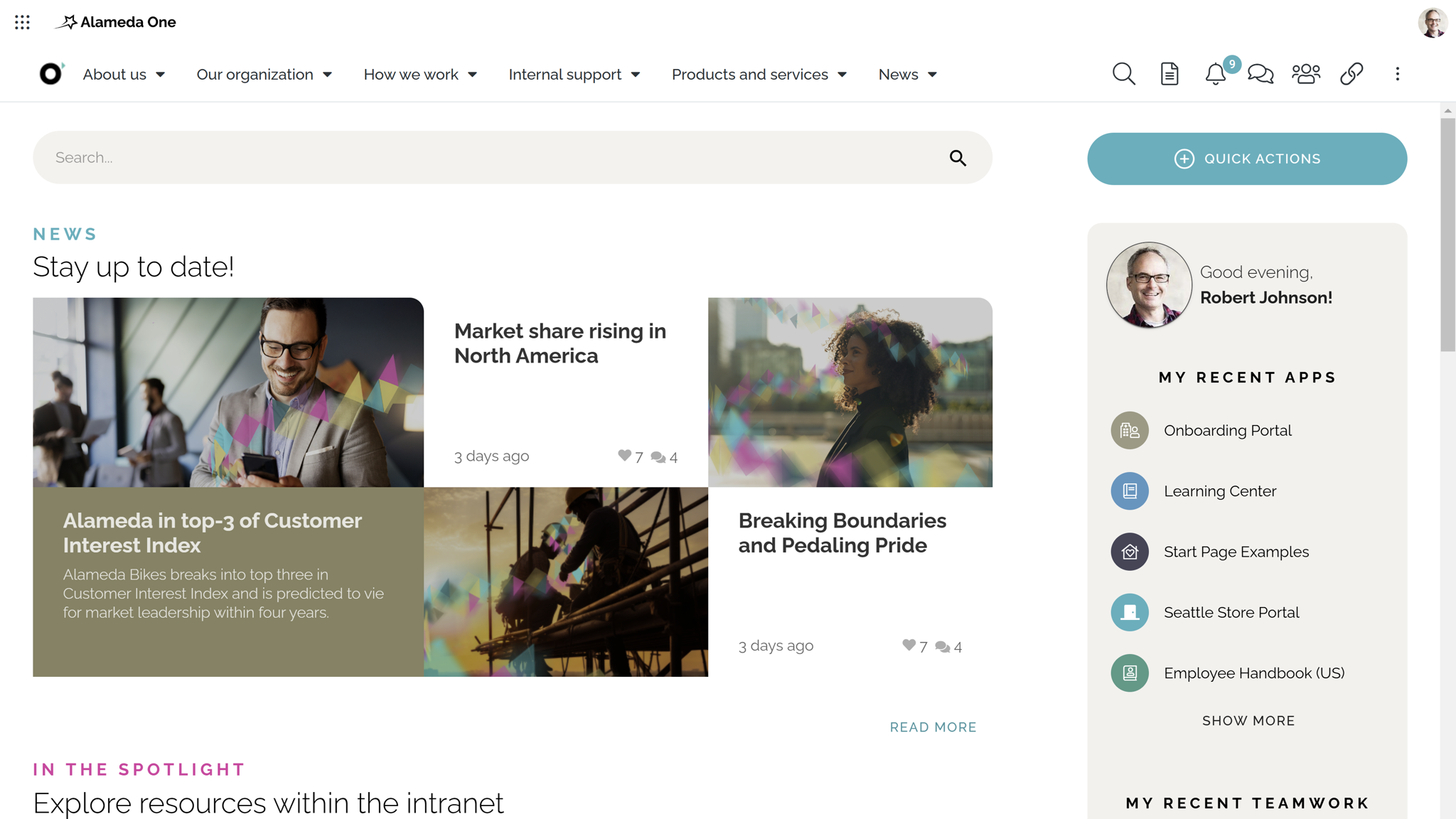 Intranet homepage design with personalized content and shortcuts based on employee role, following intranet design best practices. Intranet homepage design with personalized content and shortcuts based on employee role, following intranet design best practices.