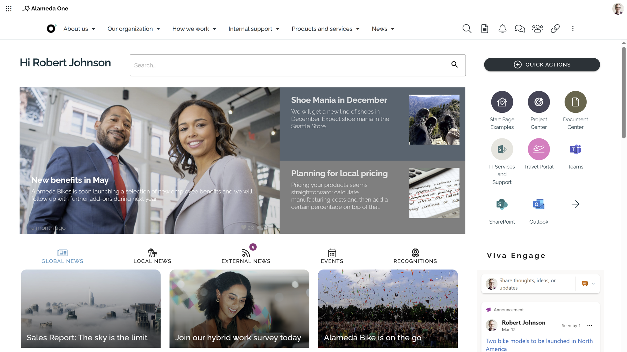 Intranet benefits: Modern intranet homepage showing key intranet benefits such as centralized communication, news, events, and collaboration tools. Intranet benefits: Modern intranet homepage showing key intranet benefits such as centralized communication, news, events, and collaboration tools.