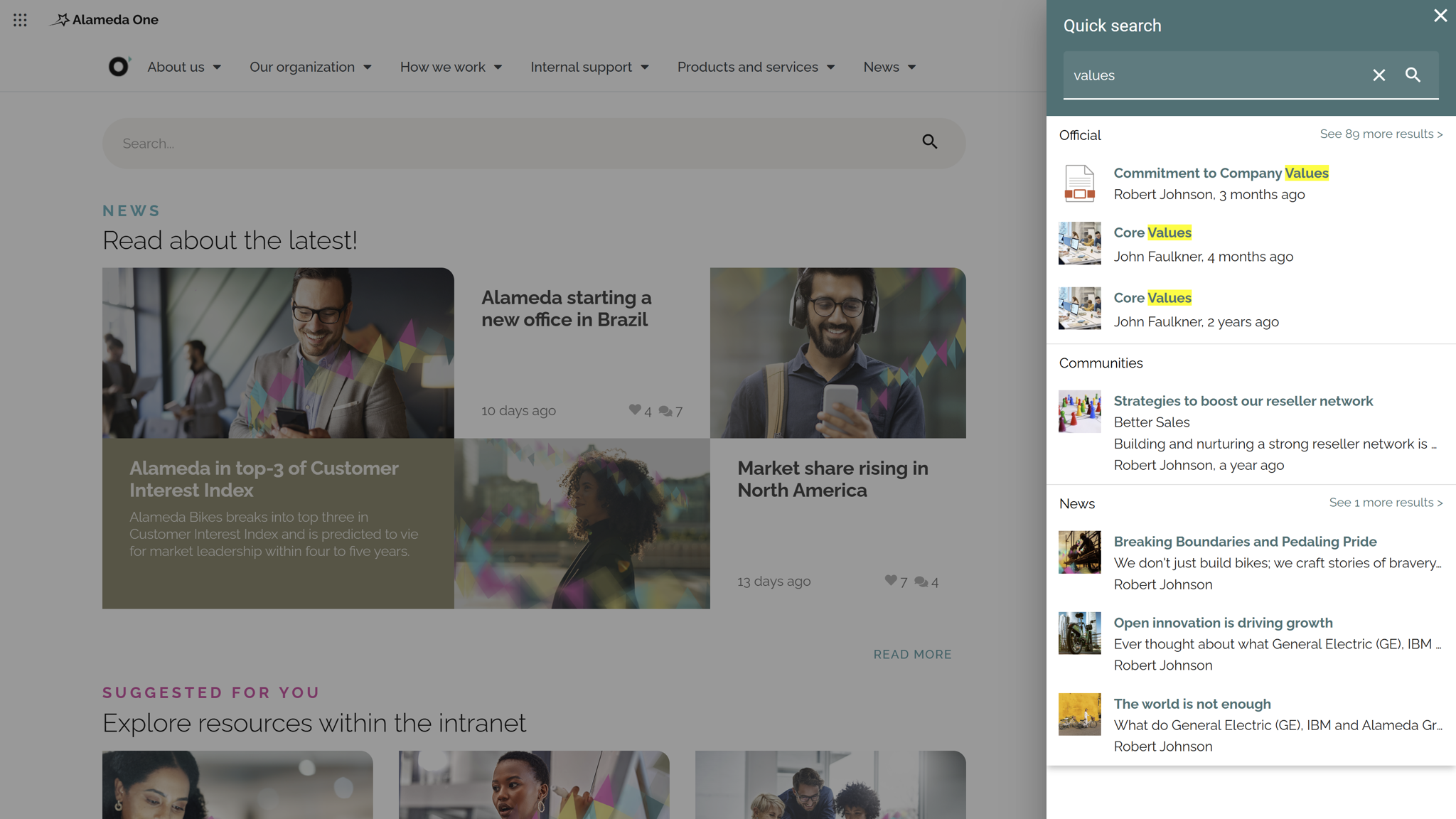Intranet Quick search provides a limited number of search hits per defined categories. Intranet Quick search provides a limited number of search hits per defined categories.