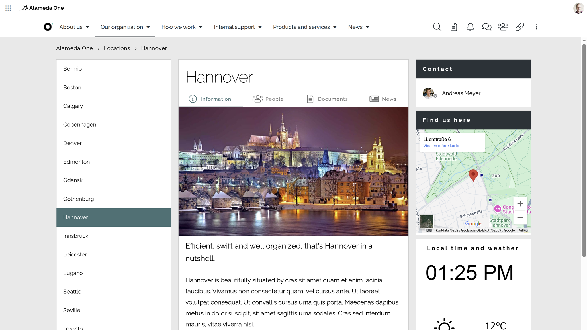 Intranet Design Example: Intranet location-specific page showing employee directories, local news, maps, and weather updates. Intranet Design Example: Intranet location-specific page showing employee directories, local news, maps, and weather updates.