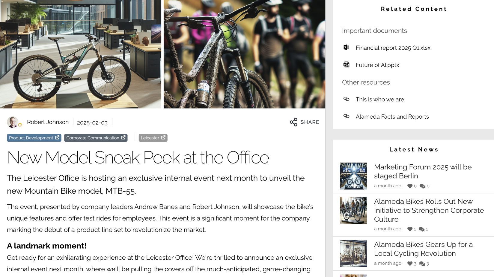 SharePoint intranet example: Targeted intranet communication example filtered by role, department, and location. SharePoint intranet example: Targeted intranet communication example filtered by role, department, and location.