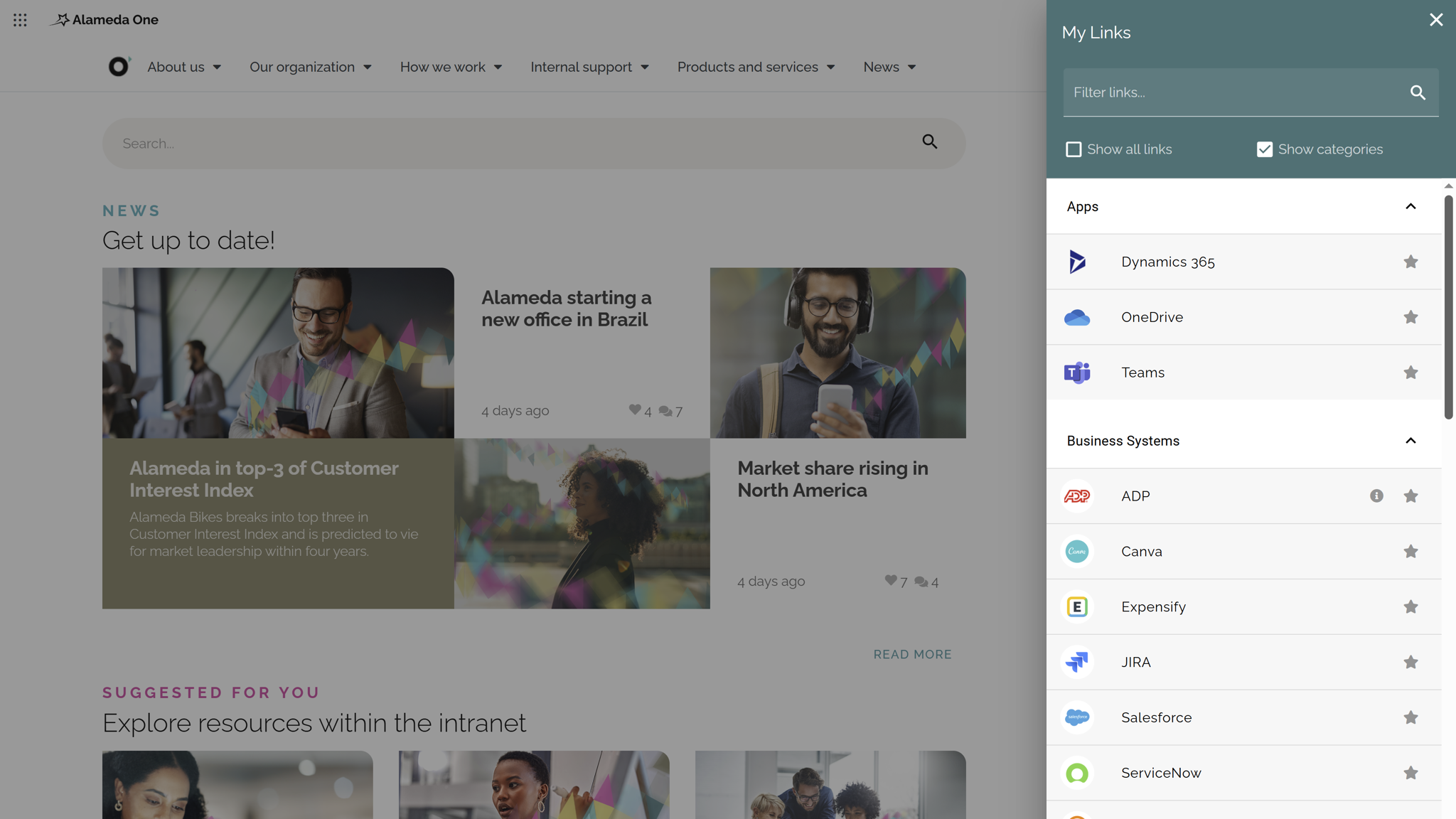 Intranet benefits for integration shown through personalized intranet links to key business applications and tools. Intranet benefits for integration shown through personalized intranet links to key business applications and tools.
