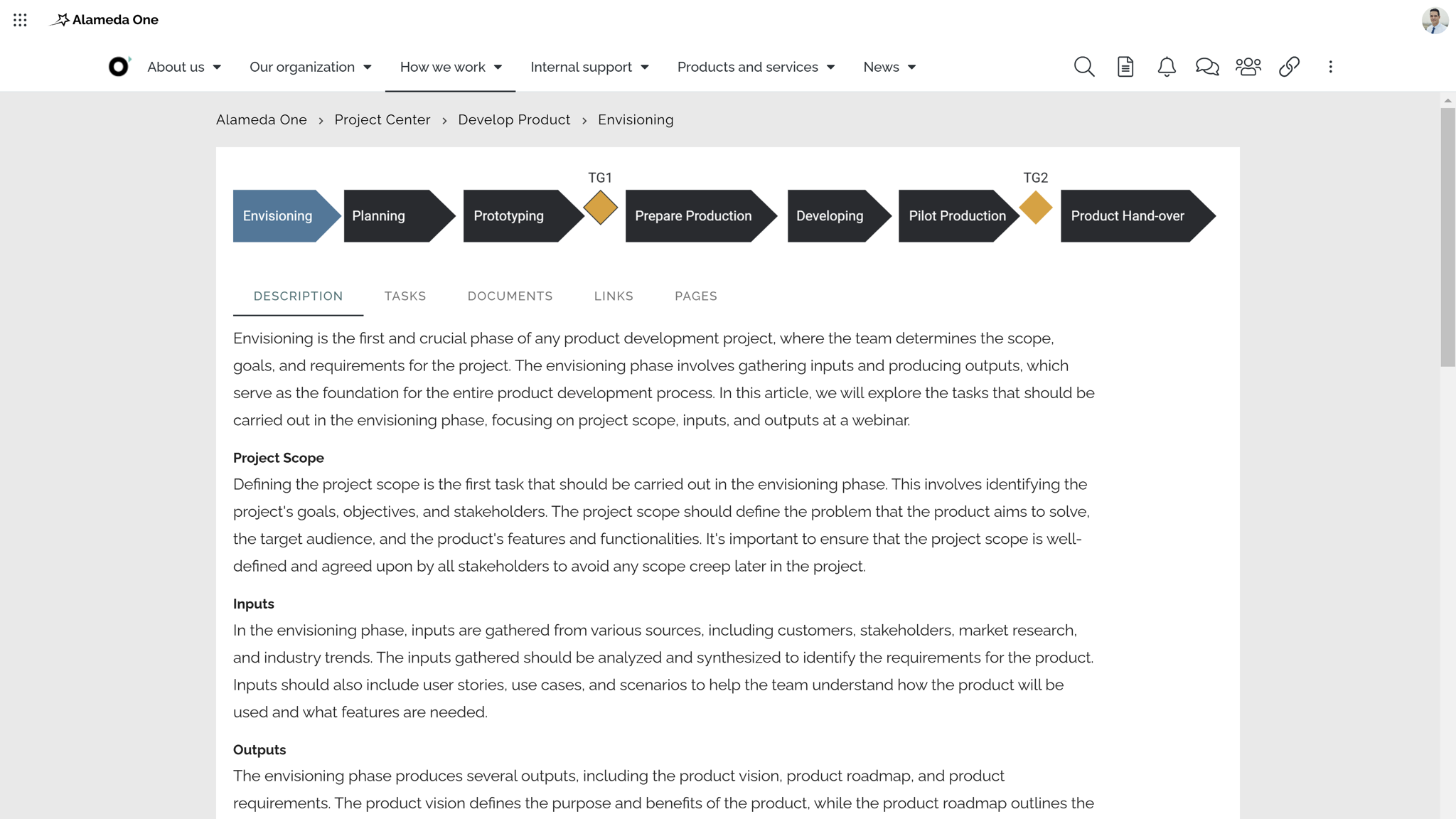 Example of intranet design best practice showing clickable process navigation for business workflows. Example of intranet design best practice showing clickable process navigation for business workflows.