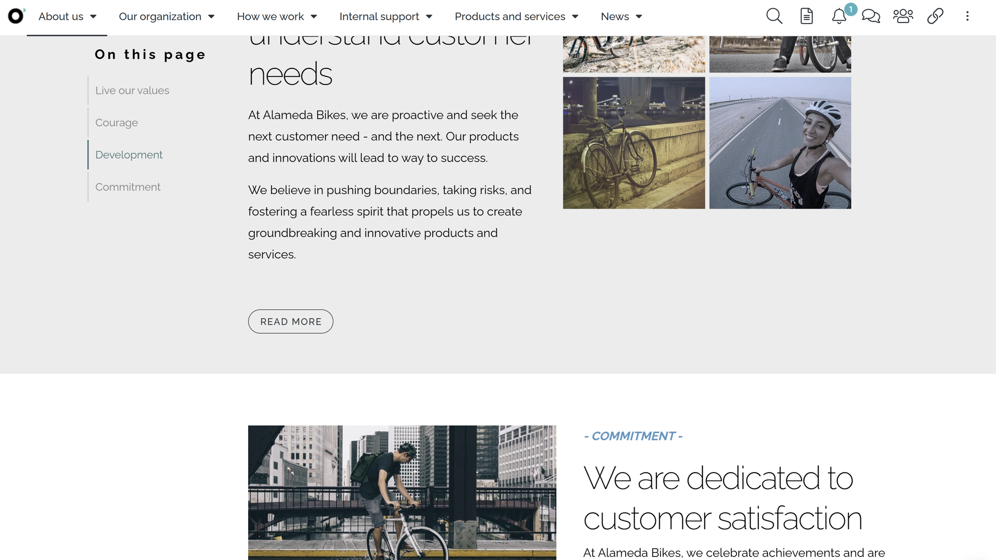 Employee engagement platform page combining text, images, and video to reinforce culture and belonging. Employee engagement platform page combining text, images, and video to reinforce culture and belonging.