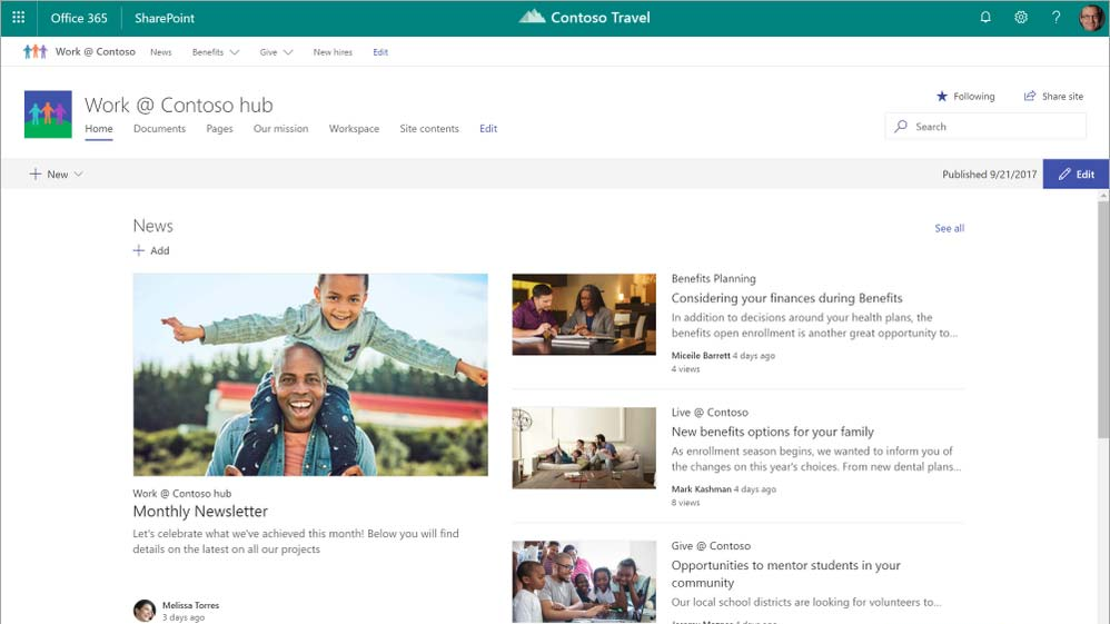 A SharePoint intranet site example A SharePoint intranet site example