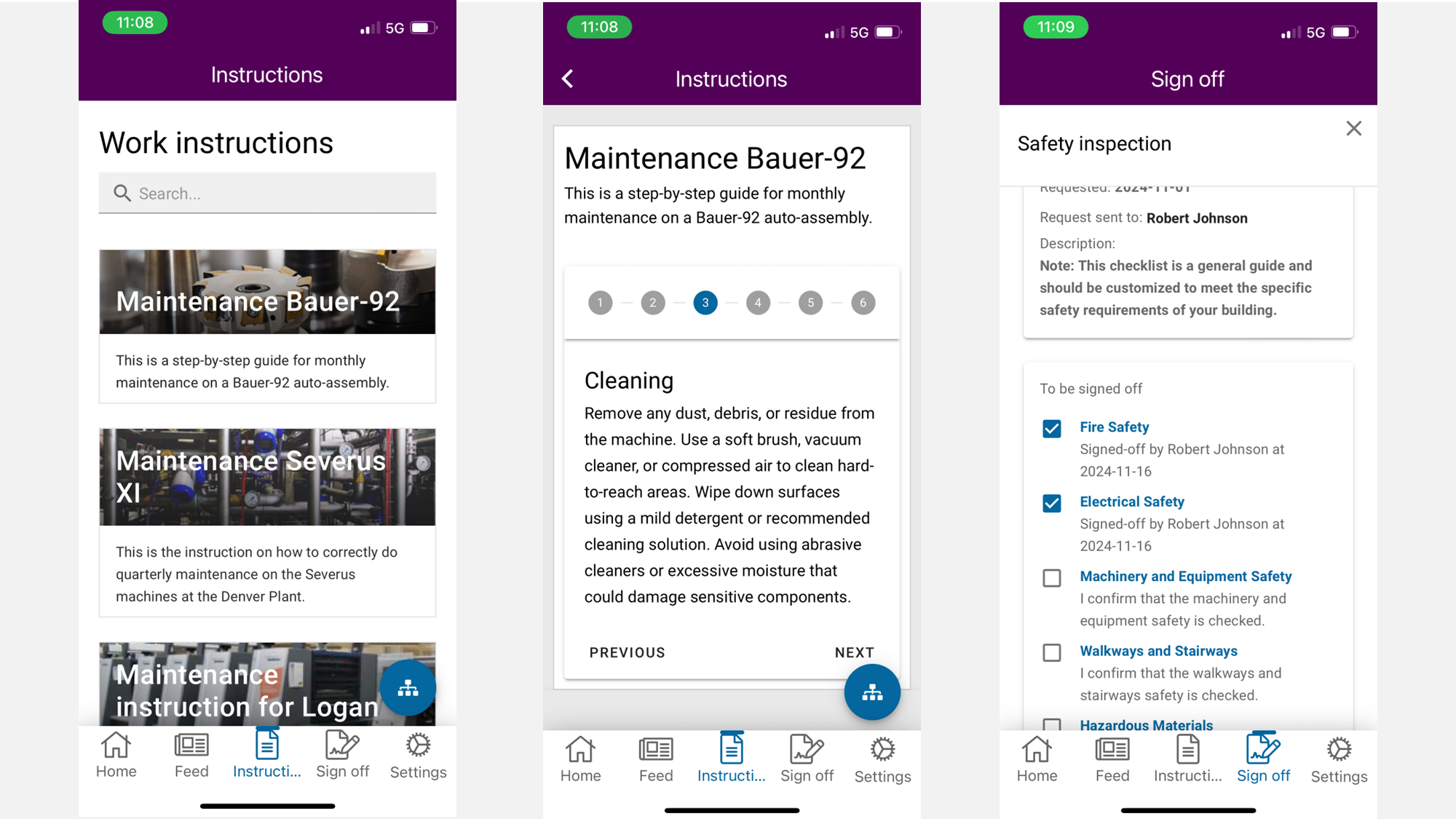 QMS Microsoft 365 Example: Mobile intranet app showing work instructions, task lists, and sign-off features in a quality management system in Microsoft 365. QMS Microsoft 365 Example: Mobile intranet app showing work instructions, task lists, and sign-off features in a quality management system in Microsoft 365.