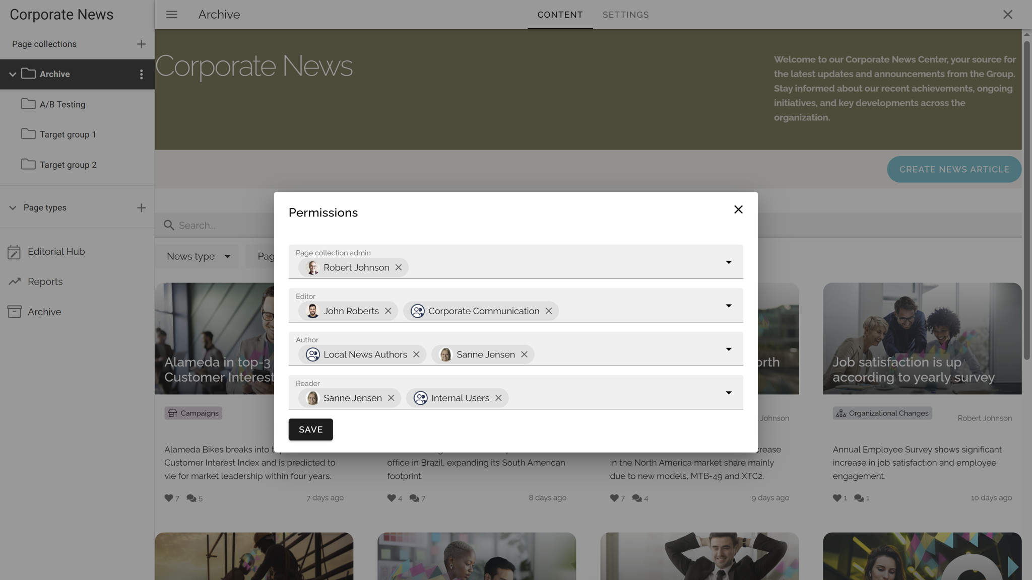 Intranet management with role-based publishing and content ownership controls Intranet management with role-based publishing and content ownership controls