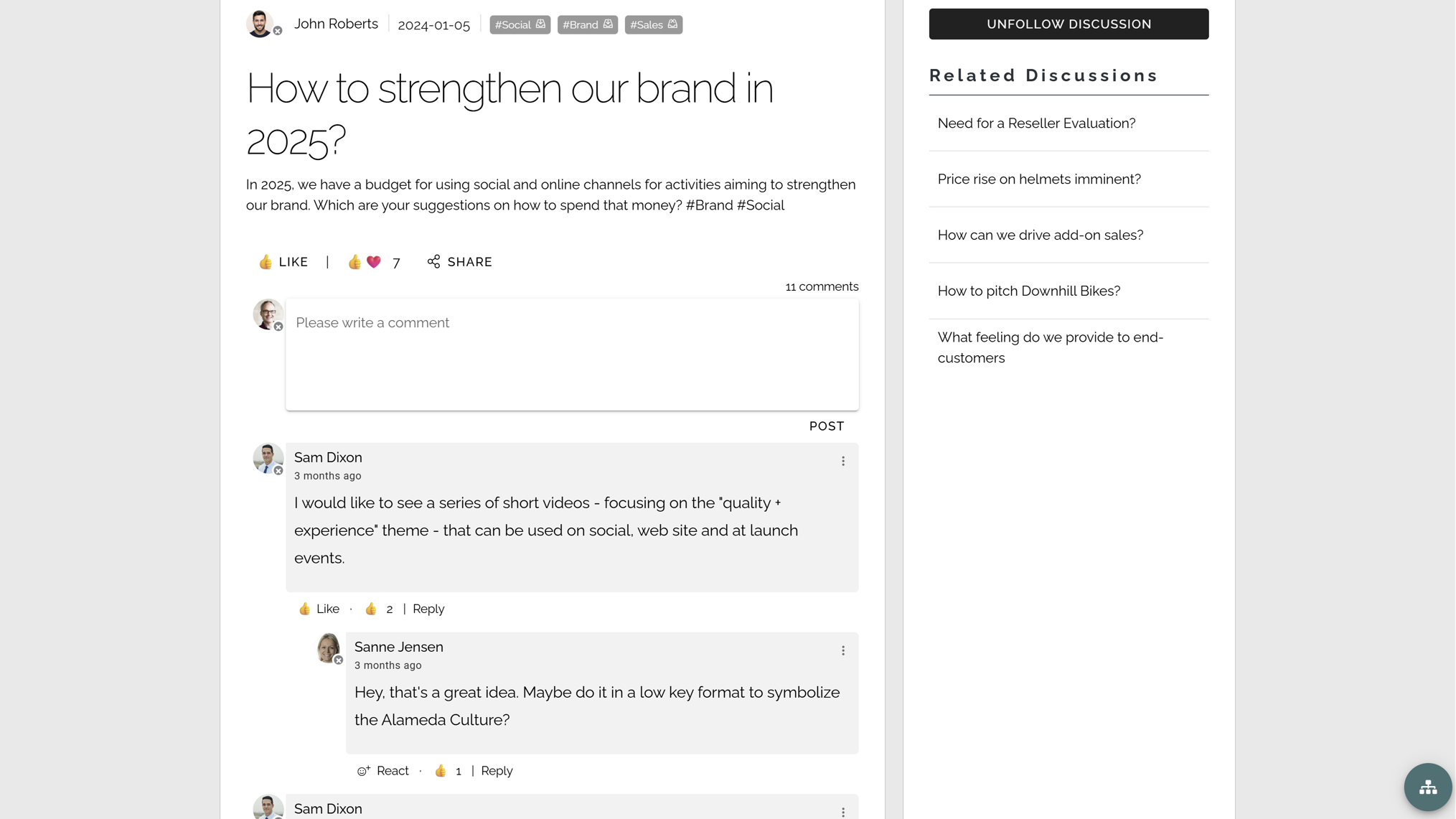 Employee intranet knowledge-sharing community with posts, comments, and team insights. Employee intranet knowledge-sharing community with posts, comments, and team insights.