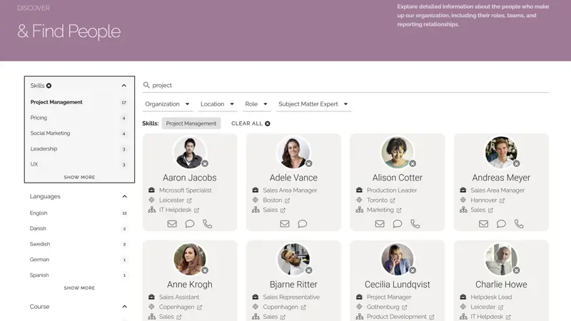Image 5: Stand-alone search application for finding people based on competence, expertise, languages, and more.