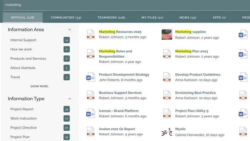 Image 3: Customized search filters within the search category Official in the Advanced search.