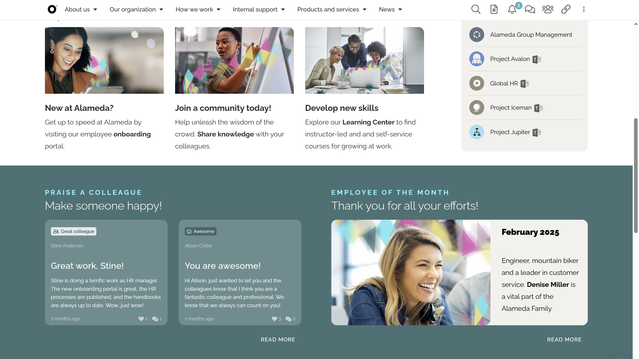 Personalized employee intranet homepage customized by role, location, and interests. Personalized employee intranet homepage customized by role, location, and interests.