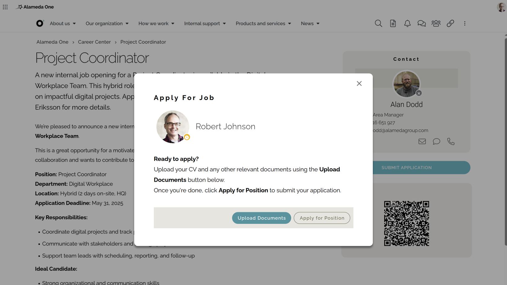 Intranet job application form where employees can submit resumes and apply for internal job openings. Intranet job application form where employees can submit resumes and apply for internal job openings.