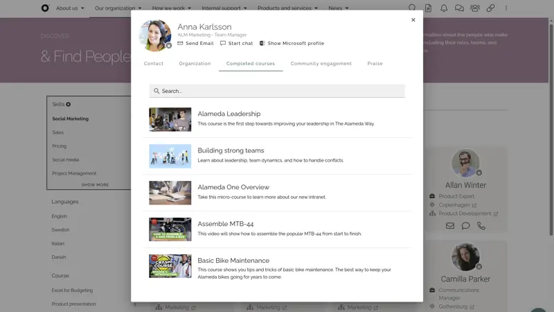 Competence based people search helping future workforce teams find expertise and skills across the intranet