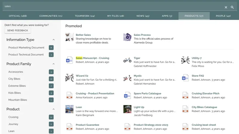 Image 4: Search results page including promoted search results and the option to provide search feedback.